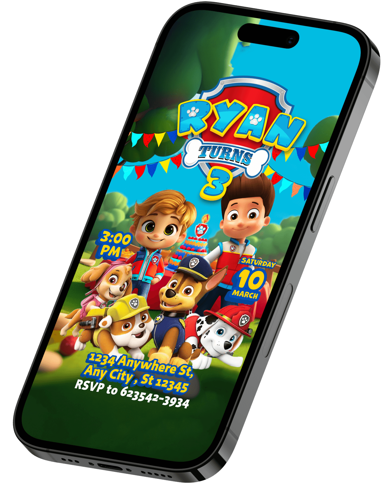 Paw Patrol Pool Party Invite